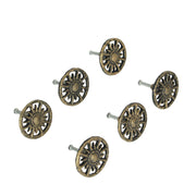 Set of 6 Antique Gold Finish Sun Cast Iron Drawer Pulls - Decorative Cabinet Knobs for Unique Home Decor - 2 Inch Diameter -