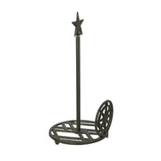 Rustic Brown Finish Cast Iron Nautical Compass Rose Countertop Paper Towel Holder with Star Finial  - Coastal Themed Kitchen