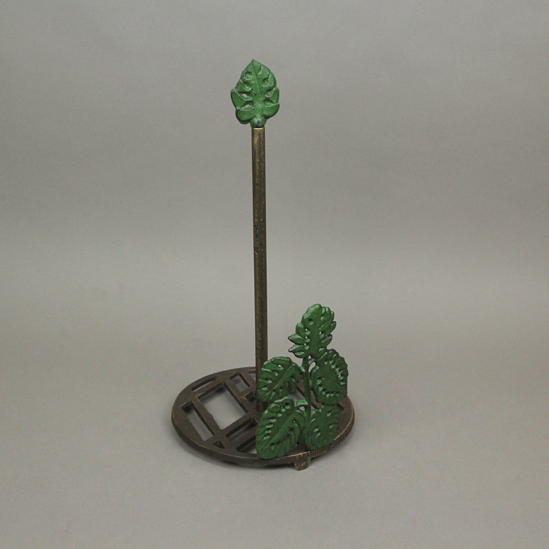 Green Cast Iron Monstera Leaf Design Countertop Paper Towel Holder - Easy Assembly - Adds Rustic Tropical Flair to Kitchen