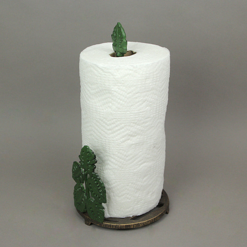 Green Cast Iron Monstera Leaf Design Countertop Paper Towel Holder - Easy Assembly - Adds Rustic Tropical Flair to Kitchen