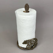 Bear-Themed Rustic Cast Iron Paper Towel Holder - Enhance Your Kitchen with Mountain Cabin Charm and Functional Style - Easy