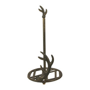 Rustic Brown Cast Iron Deer Antler Countertop Paper Towel Holder - Perfect for Cabin or Lodge-Style Kitchen Decor - 14 Inches