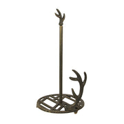 Rustic Brown Cast Iron Deer Antler Countertop Paper Towel Holder - Perfect for Cabin or Lodge-Style Kitchen Decor - 14 Inches