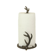 Rustic Brown Cast Iron Deer Antler Countertop Paper Towel Holder - Perfect for Cabin or Lodge-Style Kitchen Decor - 14 Inches