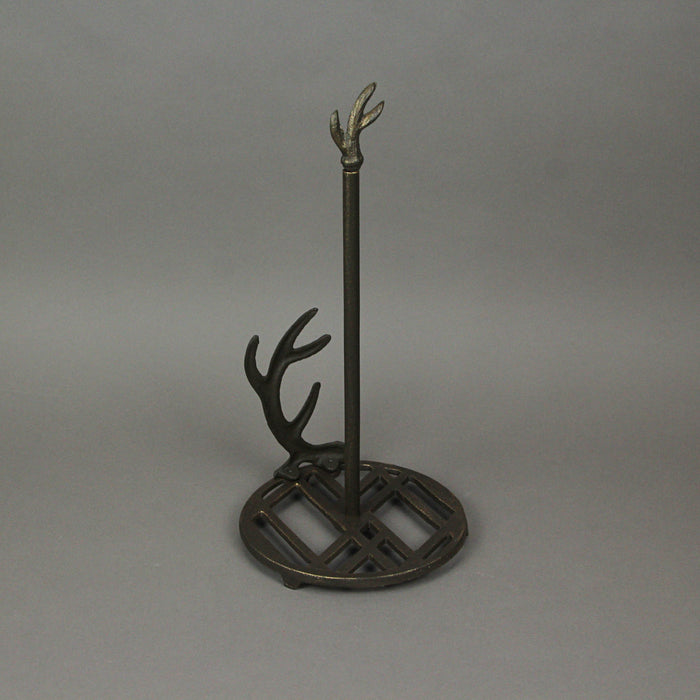 Rustic Brown Cast Iron Deer Antler Countertop Paper Towel Holder - Perfect for Cabin or Lodge-Style Kitchen Decor - 14 Inches