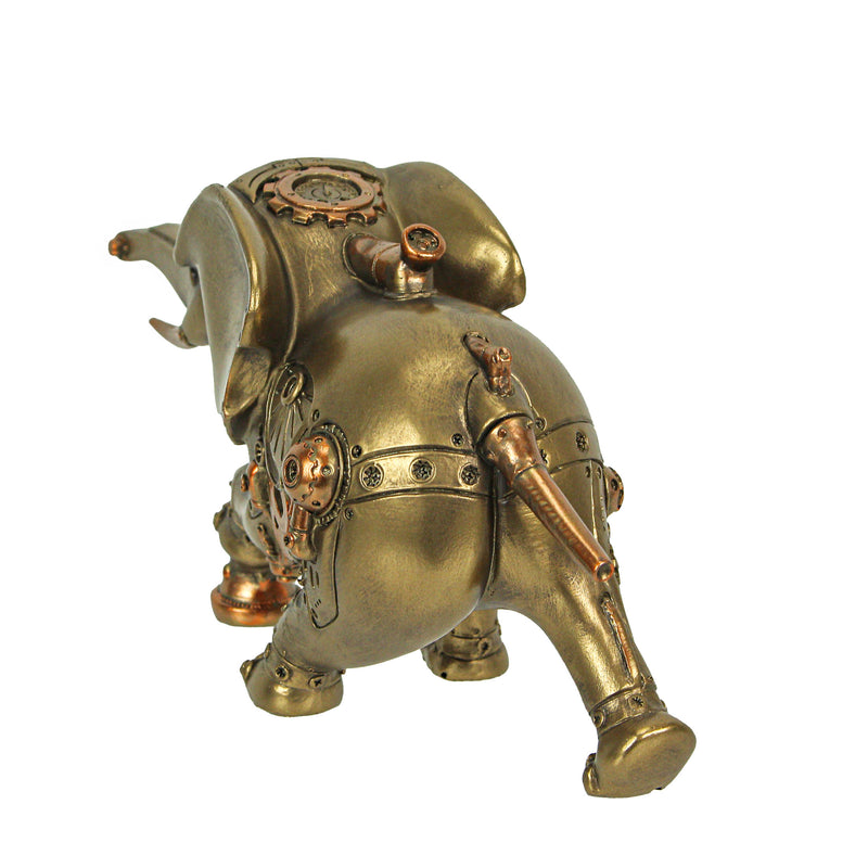 Bronze and Copper Finish Steampunk Elephant Resin Statue: A Majestic 11.5-Inch Sci-Fi Home Decor Marvel Gracing Your Space