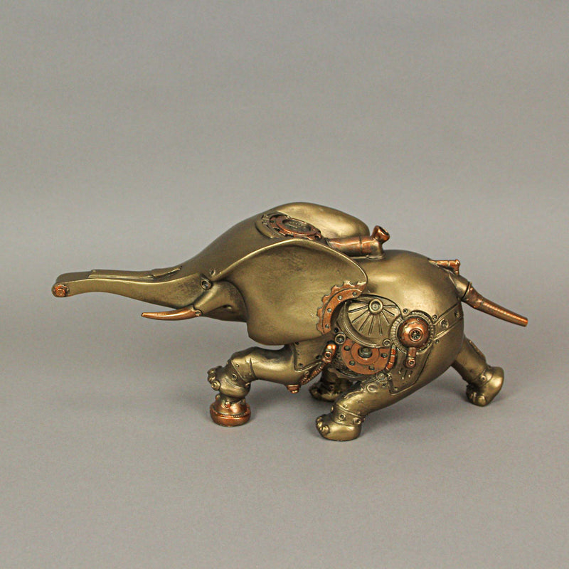 Bronze and Copper Finish Steampunk Elephant Resin Statue: A Majestic 11.5-Inch Sci-Fi Home Decor Marvel Gracing Your Space