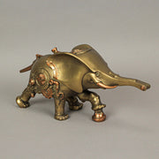 Bronze and Copper Finish Steampunk Elephant Resin Statue: A Majestic 11.5-Inch Sci-Fi Home Decor Marvel Gracing Your Space