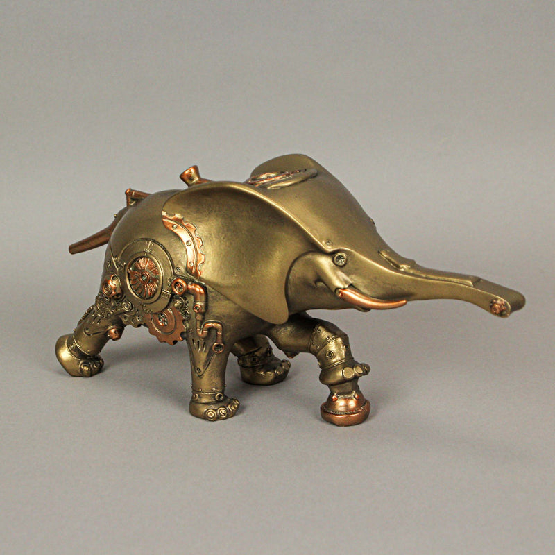 Bronze and Copper Finish Steampunk Elephant Resin Statue: A Majestic 11.5-Inch Sci-Fi Home Decor Marvel Gracing Your Space