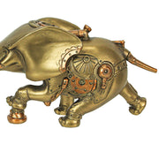 Bronze and Copper Finish Steampunk Elephant Resin Statue: A Majestic 11.5-Inch Sci-Fi Home Decor Marvel Gracing Your Space