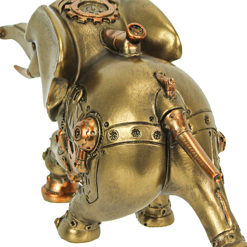 Bronze and Copper Finish Steampunk Elephant Resin Statue: A Majestic 11.5-Inch Sci-Fi Home Decor Marvel Gracing Your Space