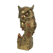 Enchanting Resin Steampunk Owl Sculpture: Intricate Clockwork Design, Hand-Painted Bronze Finish, Perfect Home Decor Accent