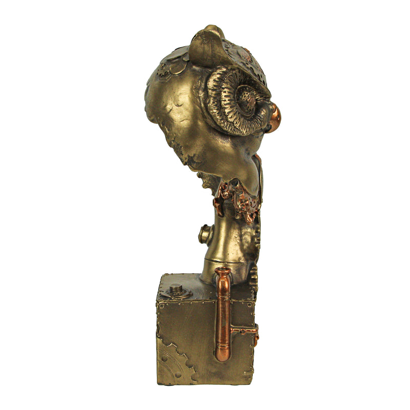 Enchanting Resin Steampunk Owl Sculpture: Intricate Clockwork Design, Hand-Painted Bronze Finish, Perfect Home Decor Accent