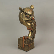 Enchanting Resin Steampunk Owl Sculpture: Intricate Clockwork Design, Hand-Painted Bronze Finish, Perfect Home Decor Accent
