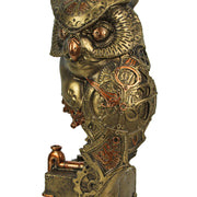 Enchanting Resin Steampunk Owl Sculpture: Intricate Clockwork Design, Hand-Painted Bronze Finish, Perfect Home Decor Accent