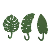 Green - Image 3 - Set of 3 Cast Iron Green Tropical Leaf Decorative Wall Hooks - Functional and Stylish - 6 Inches High -