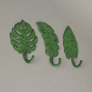 Green - Image 5 - Set of 3 Cast Iron Green Tropical Leaf Decorative Wall Hooks - Functional and Stylish - 6 Inches High -