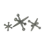 Natural Grey Finish Cast Iron Decorative Toy Jack Sculptures - Set of 3 Rustic Accents for Stylish Nostalgic Home Decor -