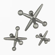 Natural Grey Finish Cast Iron Decorative Toy Jack Sculptures - Set of 3 Rustic Accents for Stylish Nostalgic Home Decor -