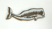 Set of 2 Majestic Sperm Whale Distressed Wooden Wall Hangings with Rustic Metal Accents - Perfect for Coastal Ocean-Themed
