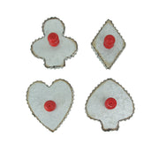 Set of 4 Rustic Galvanized Zinc Finish Playing Card Suit Cookie Cutter Wall Hooks for Kitchens, Dining Rooms and Holiday Home