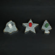 Set of 3 Oversized Galvanized Zinc Finish Holiday Christmas Cookie Cutter Wall Hooks - Perfect for Adding a Festive and