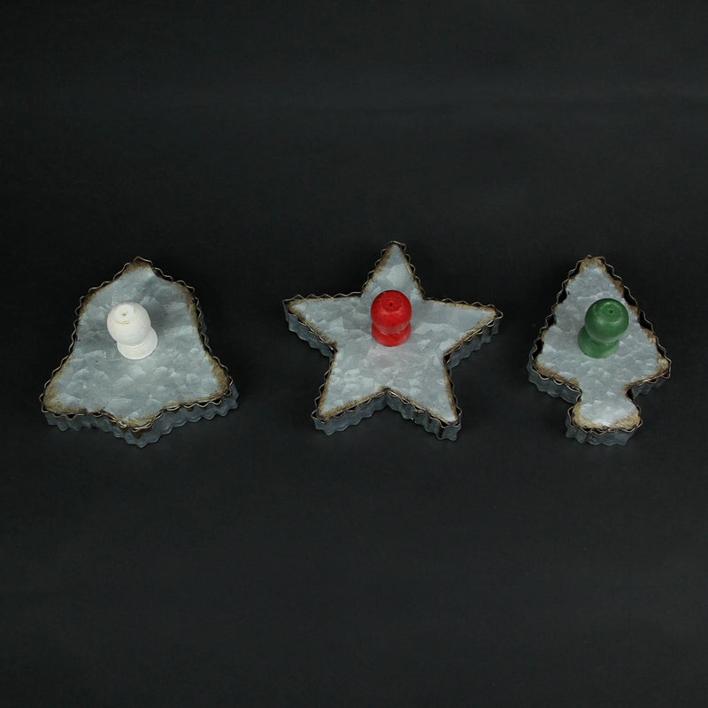 Set of 3 Oversized Galvanized Zinc Finish Holiday Christmas Cookie Cutter Wall Hooks - Perfect for Adding a Festive and
