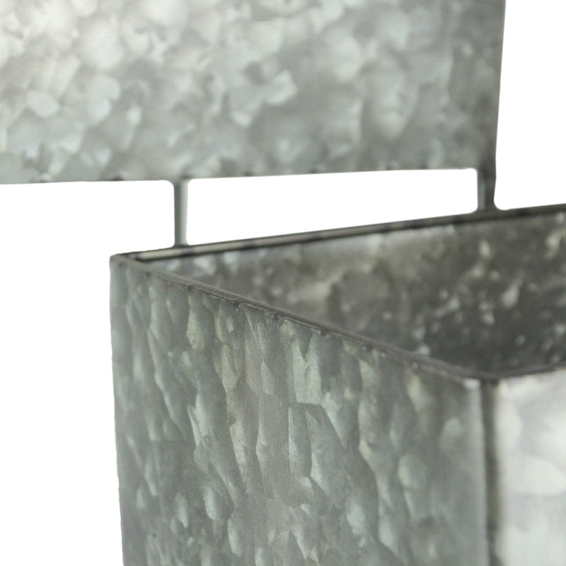 Set of 2 Galvanized Grey Finish Square Metal Indoor/Outdoor Planters on Stands - Rustic Elegance - Stylish Farmhouse Decor