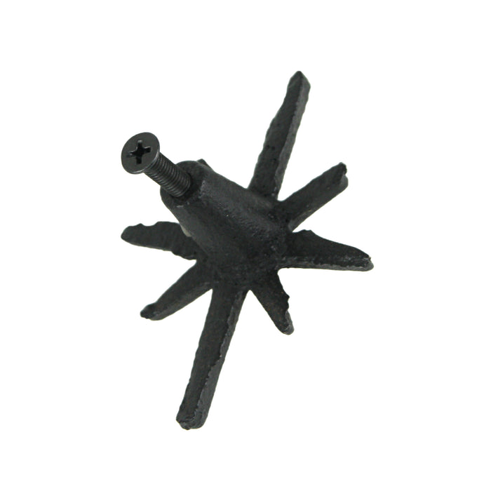 Black - Image 3 - Set of 6 Antique Black Finish Mid Century Modern Décor Starburst Cast Iron Drawer Pulls Cabinet Knobs