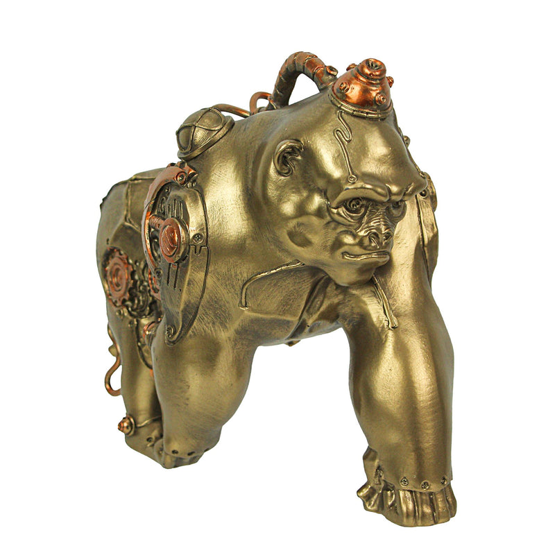 Stunning 11-Inch Resin Bronze Finish Steampunk Gorilla Sculpture: A Unique Home Decor Art Statue, Perfect for Adding