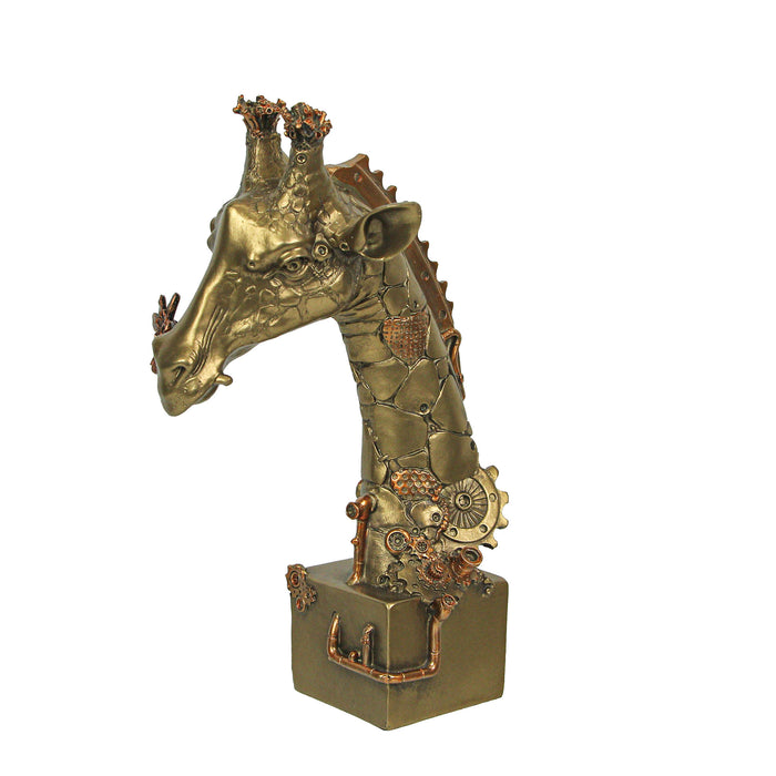 Resin Bronze Finish Steampunk Giraffe Sculpture, 11.75 Inches High - Artistic Animal Home Decor Figurine Capturing Clockwork