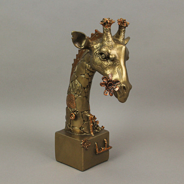 Resin Bronze Finish Steampunk Giraffe Sculpture, 11.75 Inches High - Artistic Animal Home Decor Figurine Capturing Clockwork