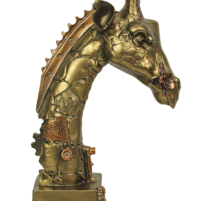 Resin Bronze Finish Steampunk Giraffe Sculpture, 11.75 Inches High - Artistic Animal Home Decor Figurine Capturing Clockwork