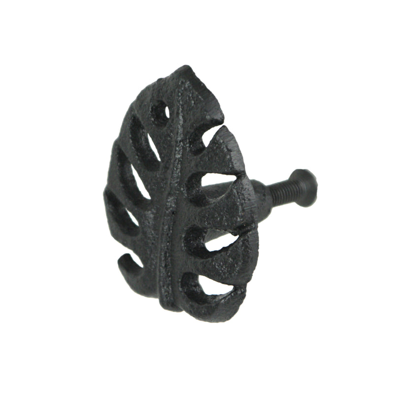 Black - Image 2 - Set of 6 Black Cast Iron Monstera Leaf Drawer Pulls: Decorative Cabinet Knobs Bringing Tropical Elegance to