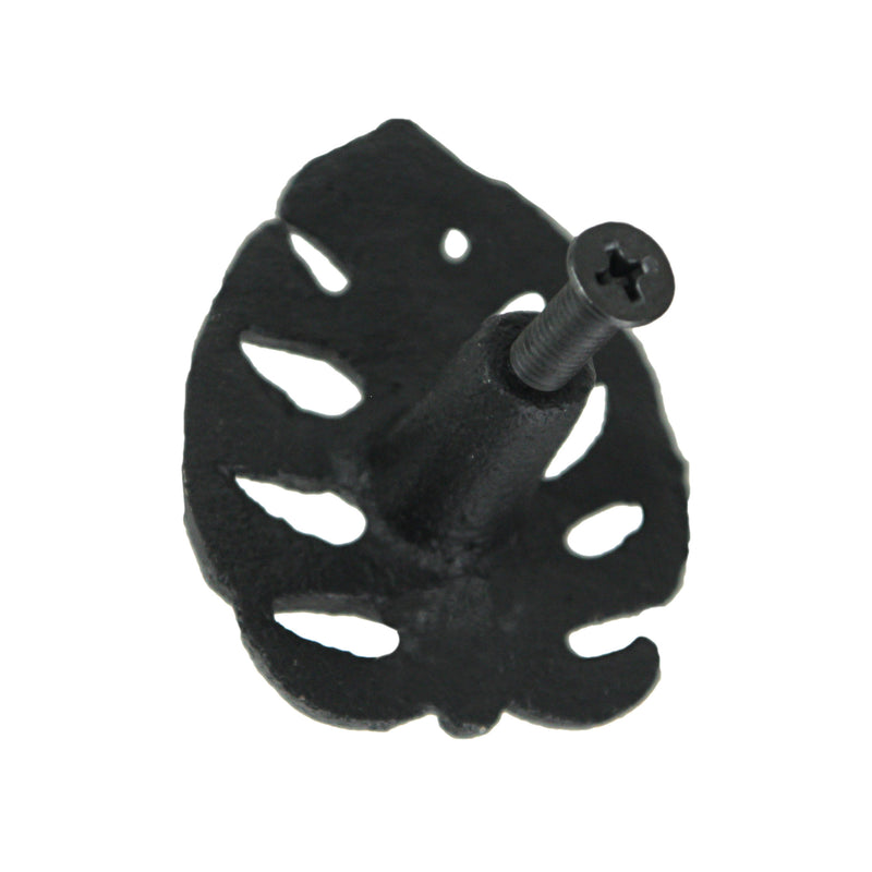 Black - Image 3 - Set of 6 Black Cast Iron Monstera Leaf Drawer Pulls: Decorative Cabinet Knobs Bringing Tropical Elegance to