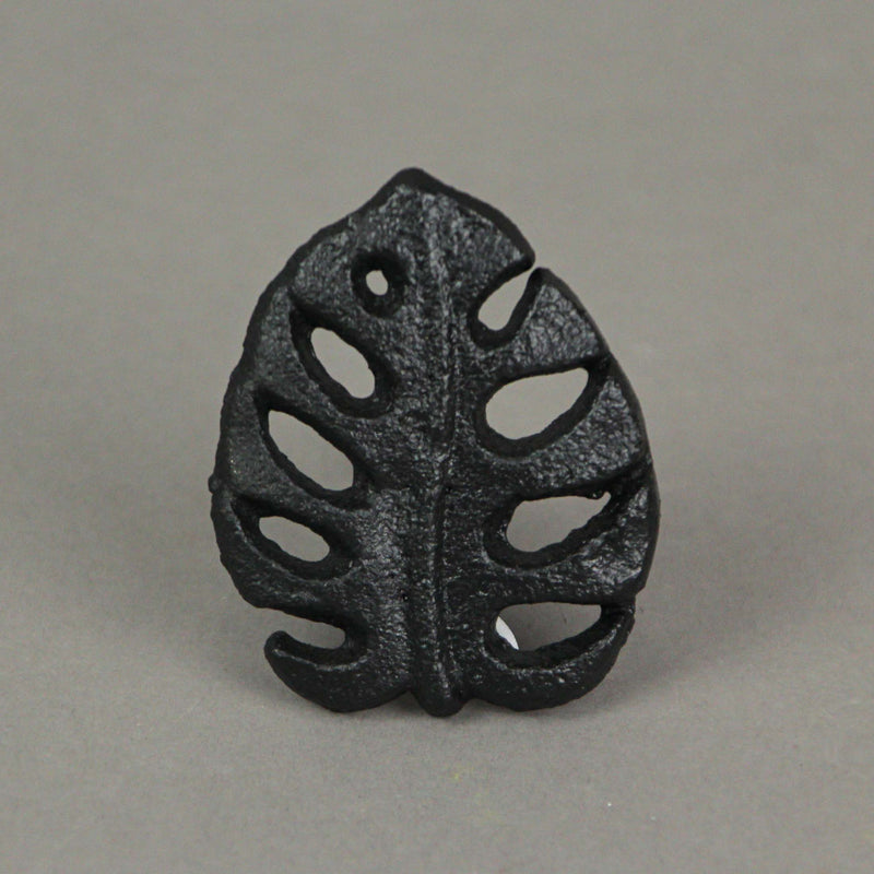 Black - Image 4 - Set of 6 Black Cast Iron Monstera Leaf Drawer Pulls: Decorative Cabinet Knobs Bringing Tropical Elegance to