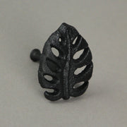 Black - Image 5 - Set of 6 Black Cast Iron Monstera Leaf Drawer Pulls: Decorative Cabinet Knobs Bringing Tropical Elegance to
