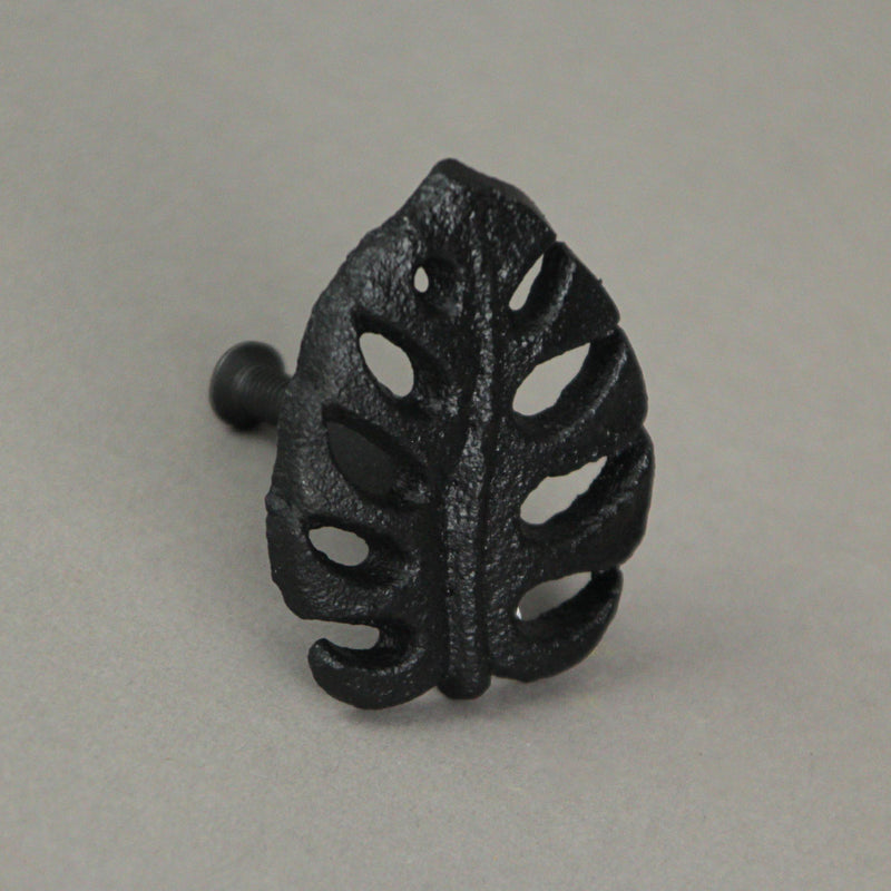 Black - Image 5 - Set of 6 Black Cast Iron Monstera Leaf Drawer Pulls: Decorative Cabinet Knobs Bringing Tropical Elegance to