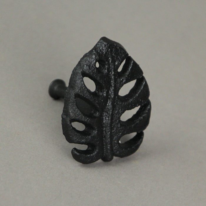 Black - Image 5 - Set of 6 Black Cast Iron Monstera Leaf Drawer Pulls Decorative Cabinet Knobs Tropical Décor