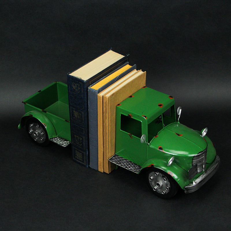 Green - Image 7 - Set of 2 Weathered Green Finish Vintage Pickup Truck Metal Bookends Rustic Decorative 6.75 Inches High -
