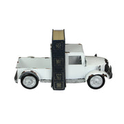 White - Image 3 - Set of 2 Vintage Weathered White Metal Pickup Truck Bookends: Front and Back Design, Rustic Western Decor -