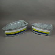 Set of 2 Galvanized Metal Boat Planters - Stylish Flower Tubs for Indoor and Outdoor Greenery - Seafaring Charm - Nautical