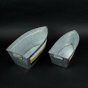 Set of 2 Galvanized Metal Boat Planters - Stylish Flower Tubs for Indoor and Outdoor Greenery - Seafaring Charm - Nautical