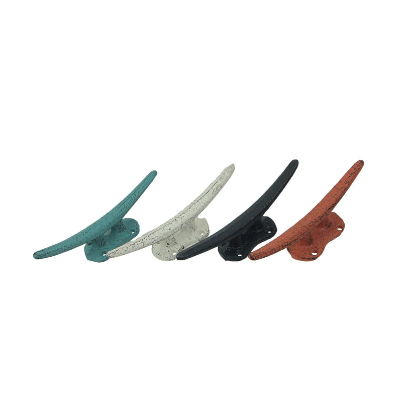 Coral - Image 6 - Set of 4 Vibrant Coastal Color Cast Iron Boat Cleat Wall Hooks/Drawer Pulls - Stylish 5.75 Inches
