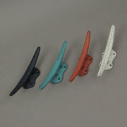 Coral - Image 4 - Set of 4 Vibrant Coastal Color Cast Iron Boat Cleat Wall Hooks/Drawer Pulls - Stylish 5.75 Inches