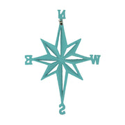 Turquoise - Image 3 - Turquoise Blue Cast Iron Compass Rose Wall Hanging Sculpture - Coastal Home Decor Art Piece - 13.5