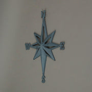 Grey - Image 5 - Blue-Grey Cast Iron Nautical Compass Rose Wall Hanging Sculpture - Coastal Home Decor Art Piece - 13.5