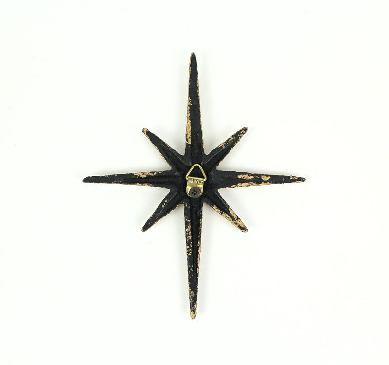 Gold - Image 4 - Set of 6 Metallic Gold Cast Iron Starburst Wall Hangings Mid Century Modern Décor 8 Pointed Stars - Perfect