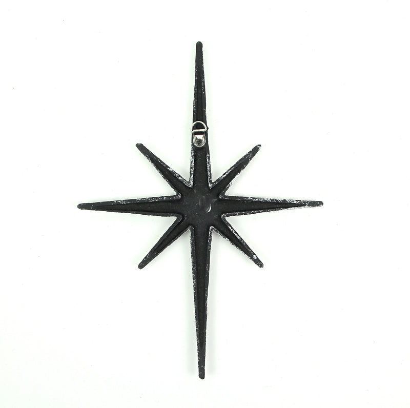 Silver - Image 4 - Set of 6 Metallic Silver Cast Iron Starburst Wall Hangings - Mid Century Modern 8 Pointed Stars for