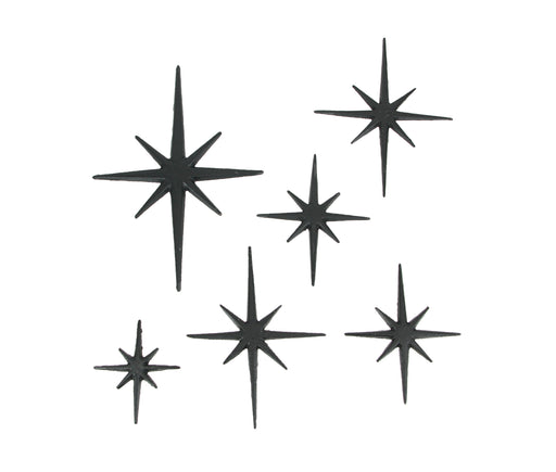 Black - Image 1 - Enchanting Set of 6 Black Cast Iron Starburst Wall Hangings - Mid Century Modern Decor with Elegant 8